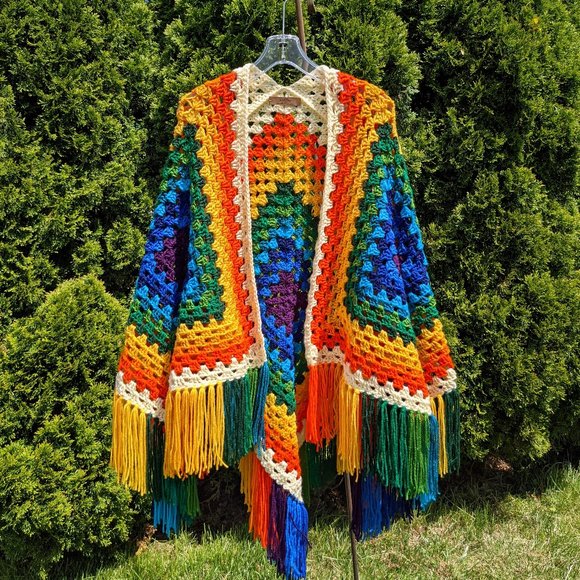 Tribal Bae Accessories - Color Fest Ruana Handmade Crochet by Tribal Bae